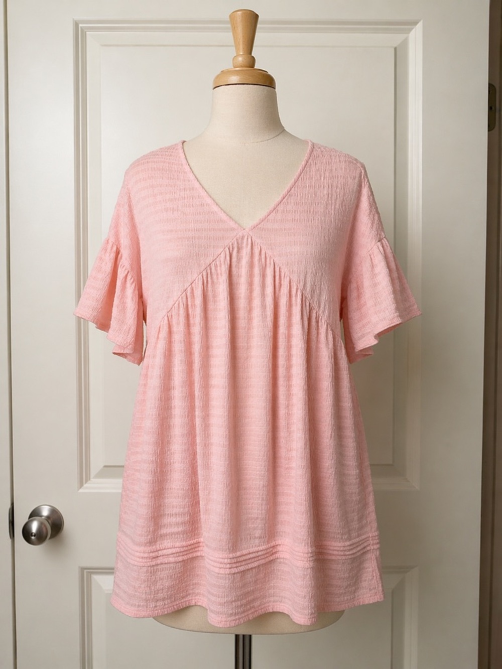 Blush Pink Babydoll Dress | Flowy Boho Casual | Size Medium